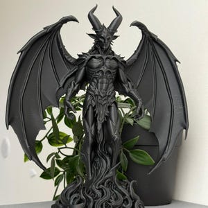 Estatua de demonio alado | Figura de criatura fantástica gótica | Decoración de diablo con cuernos | Escultura de arte oscuro | Exhibición de miniaturas de Dungeons & Dragons