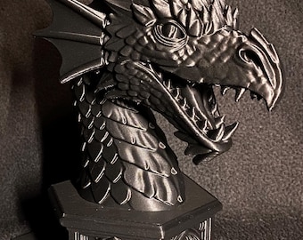 ドラゴンブックエンド – ゴシックファンタジーシェルフデコレーション – 3Dプリント – マットブラック – 本好きへのギフト