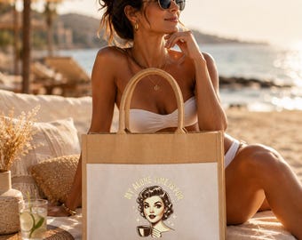 Funny Alone Time Beach Tote Bag, Retro Woman Coffee Bag, Everyone’s Safety Tote, Vintage Humor Summer Bag, Gift for Her