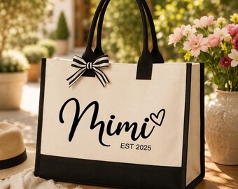 Personalized Mimi Tote Bag, Custom Grandma Gift, Mimi Est 2025 Bag, New Grandma Gift, Personalized Name Tote, Mother’s Day Gift