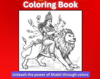 Durga Mata Coloring Book | Hindu Goddess Art for Kids & Adults (Digital Download)