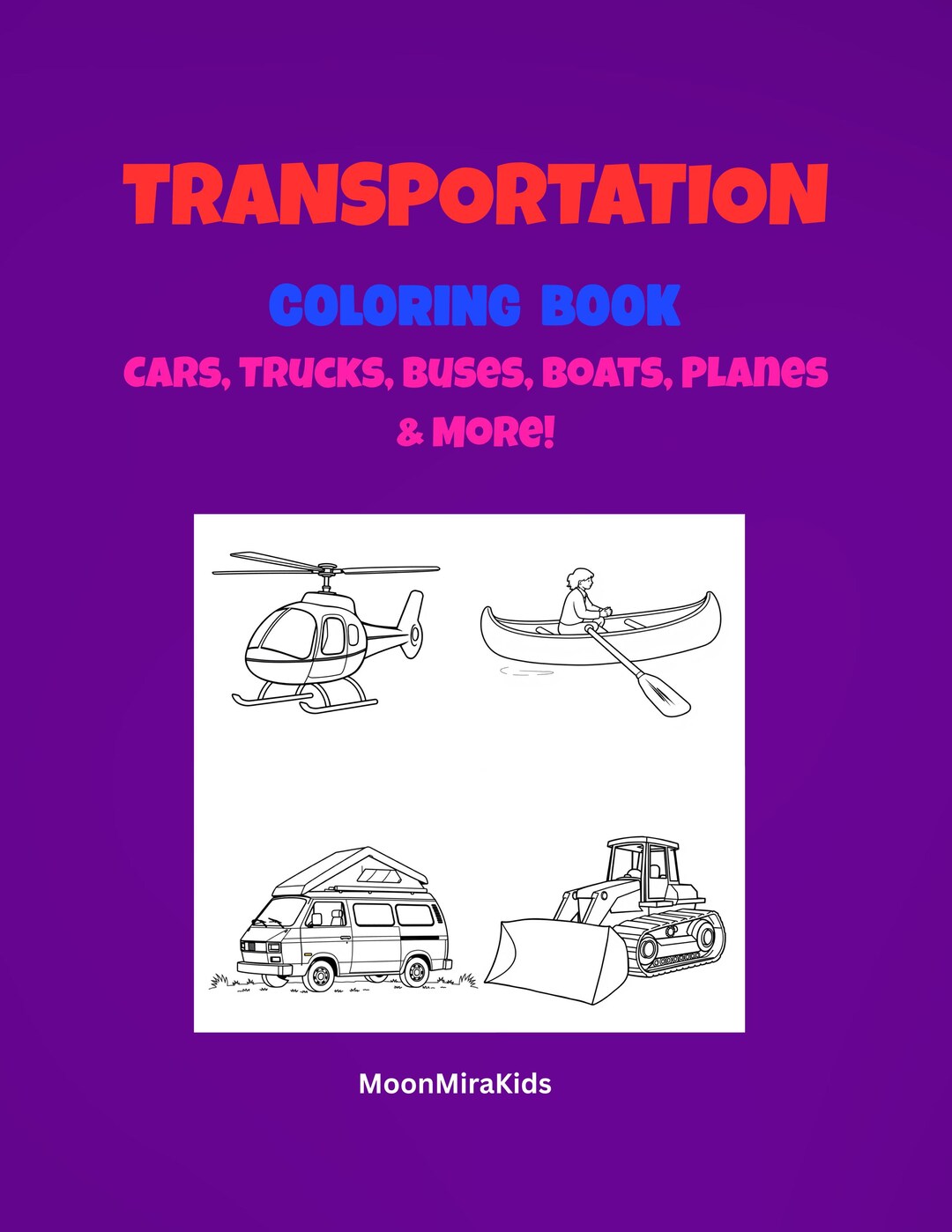 Transportation Coloring Book for Kids | Vehicle Activity Pages (PDF ...