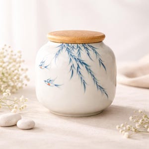 Pot à sucre japonais peint à la main - Boîte à thé et café en céramique pour le rangement et la décoration de la cuisine