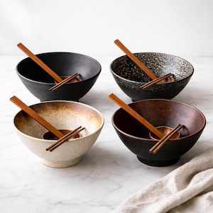 Grande ciotola giapponese per ramen – Ciotola minimalista in ceramica per noodle e zuppa