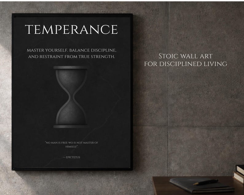Temperance Stoic Poster | Minimalist Wall Art | Stoicism Definition ...