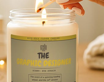 Vela de diseñador gráfico, regalo para artista, director creativo, decoración de diseñador, regalo divertido de diseñador, Bottled Reflections 1974