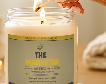 Vermarkterkerze, Geschenk für Marketingleiter, Digitales Marketing, Geschenk für Kreativagenten, Social Media Leiter, Abgefüllte Reflections 1974