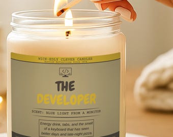 Vela divertida para programador, desarrollador de software, regalo de codificación, informática, cera de soja, mecha de algodón.