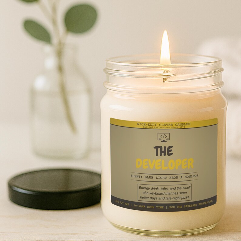 Lustige Kerze für Software Entwickler Programmierer Geschenk Coding Computer Science Soja Wachs Baumwolldocht Bild 13