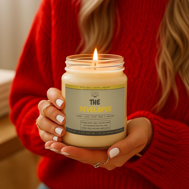 Lustige Kerze für Software Entwickler Programmierer Geschenk Coding Computer Science Soja Wachs Baumwolldocht Bild 15