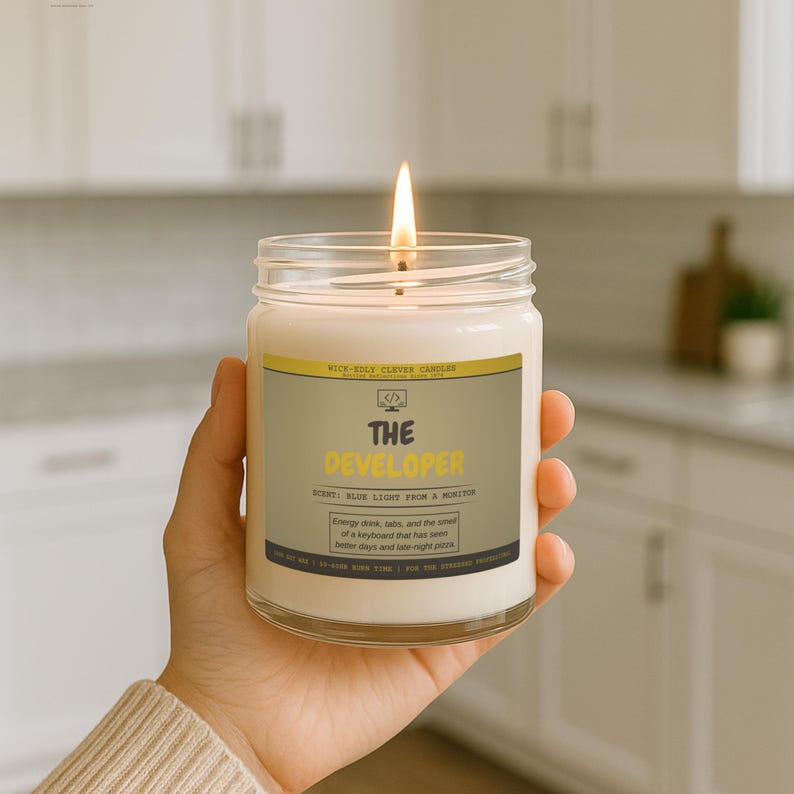 Lustige Kerze für Software Entwickler Programmierer Geschenk Coding Computer Science Soja Wachs Baumwolldocht Bild 3