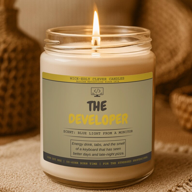 Lustige Kerze für Software Entwickler Programmierer Geschenk Coding Computer Science Soja Wachs Baumwolldocht Bild 2