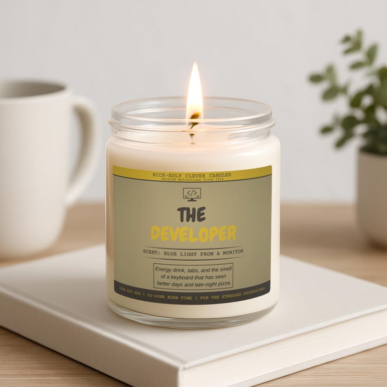 Lustige Kerze für Software Entwickler Programmierer Geschenk Coding Computer Science Soja Wachs Baumwolldocht Bild 8