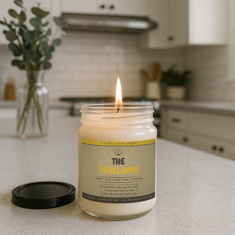 Lustige Kerze für Software Entwickler Programmierer Geschenk Coding Computer Science Soja Wachs Baumwolldocht Bild 7