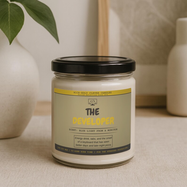 Lustige Kerze für Software Entwickler Programmierer Geschenk Coding Computer Science Soja Wachs Baumwolldocht Bild 11