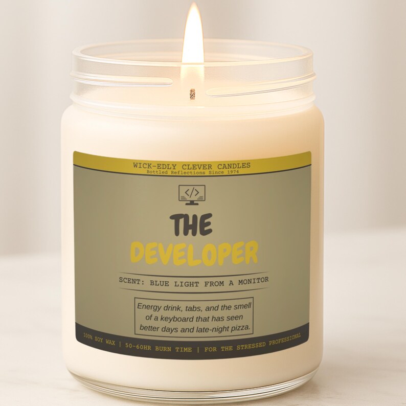 Lustige Kerze für Software Entwickler Programmierer Geschenk Coding Computer Science Soja Wachs Baumwolldocht Bild 4