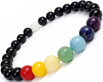 7 Chakra Bracelet for Men and Women. Unisex. Protection and Balance. Yoga Meditation Jewelry.