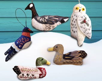 SET of 5 Felt Wild Bird Ornament Patterns PDF Download