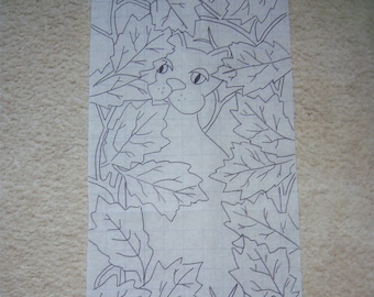 Rug Hooking Pattern on Gridded Trace Fabric-Peeping Tom
