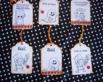 Hand Stamped Halloween Tag Set