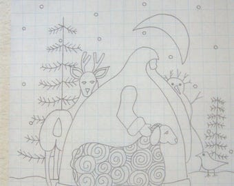 Primitive Rug Hooking Pattern-All Winter Long