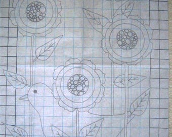 Primitive Rug Hooking Pattern-Sunflowers and Shadows