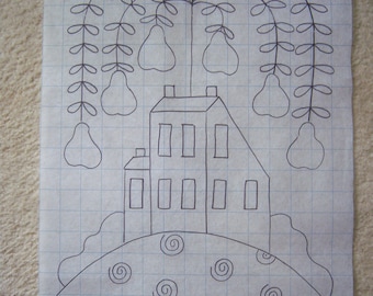 Hand drawn Primitive Rug Hooking Pattern-Bountiful