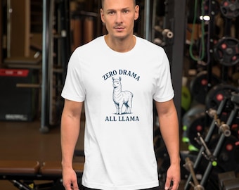 Unisex Lama T-Shirt - Zero Drama alle Lama - Lustiges süßes Lama Grafik Tee - Retro Vintage Tier Shirt - Geschenk für Lama-Liebhaber