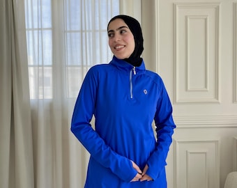 Modest Workout Top | Long Sleeve Gym Shirt, Full Coverage Athletic Wear