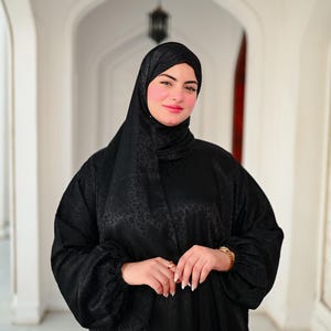 Farida Satin Prayer Dress - Luxury Full-Length Isdal, Modest Prayer Scarf