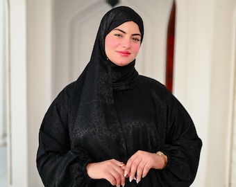 Farida Satin Prayer Dress - Luxury Full-Length Isdal, Modest Prayer Scarf