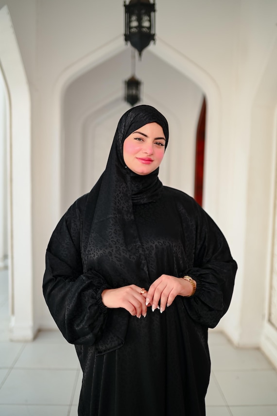 Farida Satin Prayer Dress - Luxury Full-Length Isdal, Modest Prayer Scarf