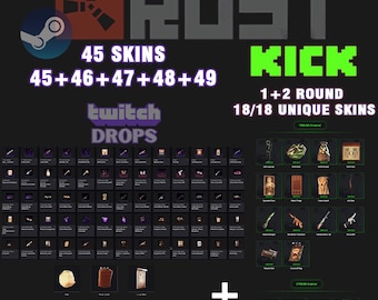 Rust Twitch Drops | 45 do 49 rund, 45 skórek + rundy kopnięcia 1-2 (18 skórek) – szybka dostawa