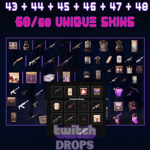 Obsequios de Twitch para Rust: 68 aspectos, 43 + 44 + 45 + 46 + 47 + 48 rondas en Steam (Entrega rápida)