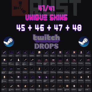 Rust Twitch Drops | 41 Skins | 45 + 46 + 47 + 48 Rounds Steam |Fast Delivery