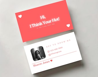 Tarjeta de presentación divertida para citas, mini invitación romántica y coqueta, plantilla editable, emparejamiento moderno, descarga instantánea