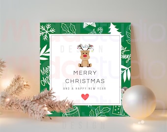 Tarjeta cuadrada con un lindo reno de Green Greetings