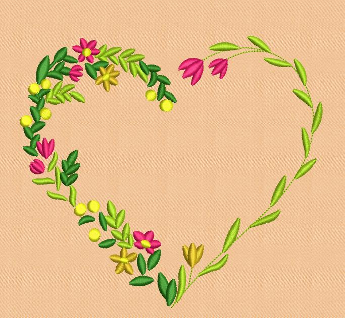 Floral Heart Embroidery Design Bundle - 6 Romantic Flower & Lavender ...