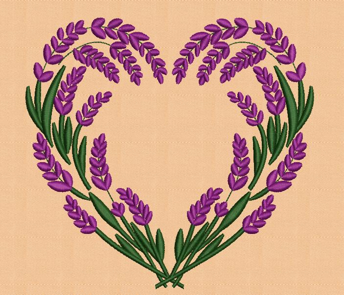 Floral Heart Embroidery Design Bundle - 6 Romantic Flower & Lavender ...