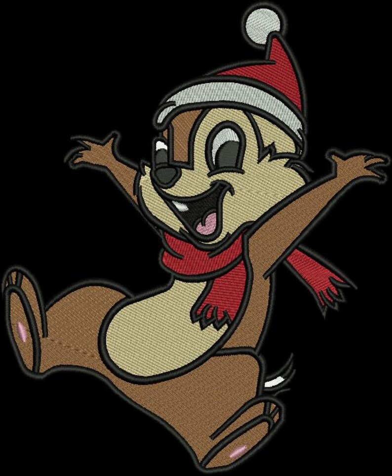 Christmas Chipmunk Machine Embroidery Design | Santa Hat, Candy Cane ...