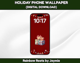 Fondo de pantalla de regalos navideños, fondo de pantalla navideño para teléfono, fondo festivo, ilustraciones para iPhone, pantalla de bloqueo para smartphone