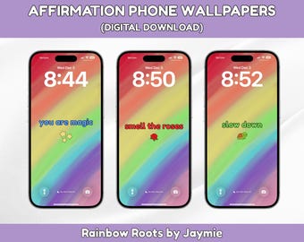 Papéis de parede de afirmação com arco-íris para celular, conjunto de papéis de parede para smartphone, pacote de papéis de parede, fundo simples, arte para iPhone.