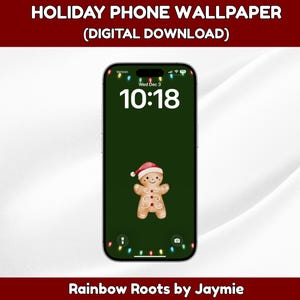Gingerbread Man Wallpaper, Christmas Phone Wallpaper, Festive Background, Holiday iPhone Artwork, Smartphone Lockscreen