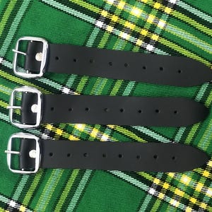 Traditional Scottish Kilt Extension Strap 7" x 1.25" Geniune leather belt Extender For Men, Heavy Duty Metal Buckle - Set of 3, Black, Brown