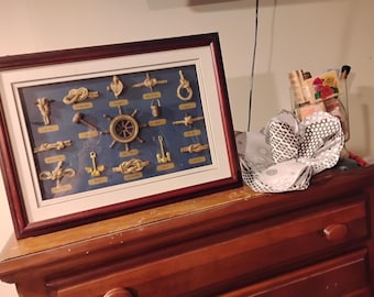 Maritimer Knoten mit Anker, mit Passepartout und gerahmt