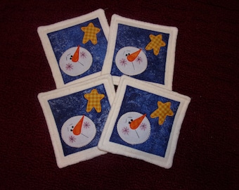 Country Folk Winter-Time SNOWMAN Coasters Mug Mats Scatter Mats Hot Pads Trivets