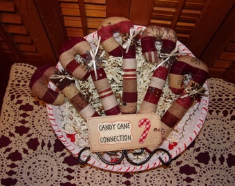 Primitive Scrappy Rustic Country Christmas CANDY CANES Tucks Bowl Fillers Ornies Ornaments Decorations