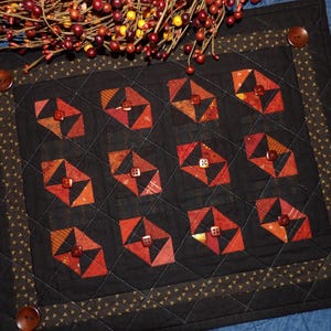 Patchwork Keepsake Quilt Rustic Primitive Fall Autumn Halloween Black BOW TIES Broken Dishes Wall Hanging Table Topper Basket Tuck Placemat