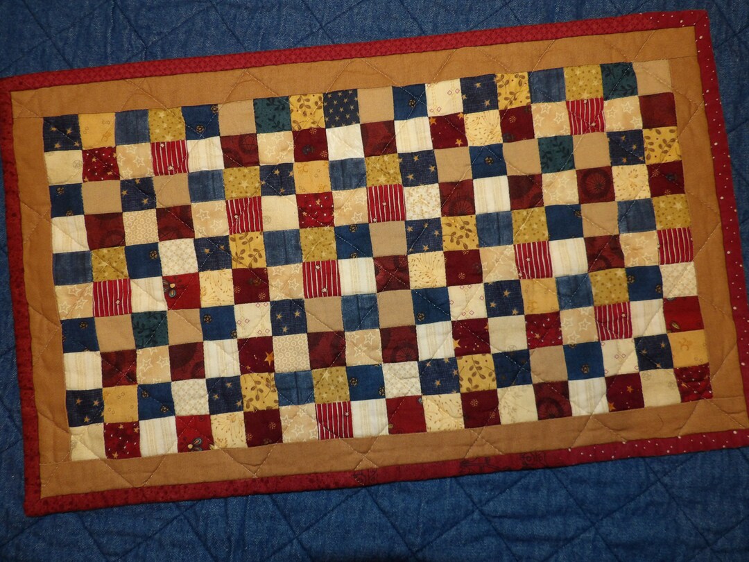 Patriotic Americana USA Scrappy Checkerboard Patchwork Prim Keepsake ...