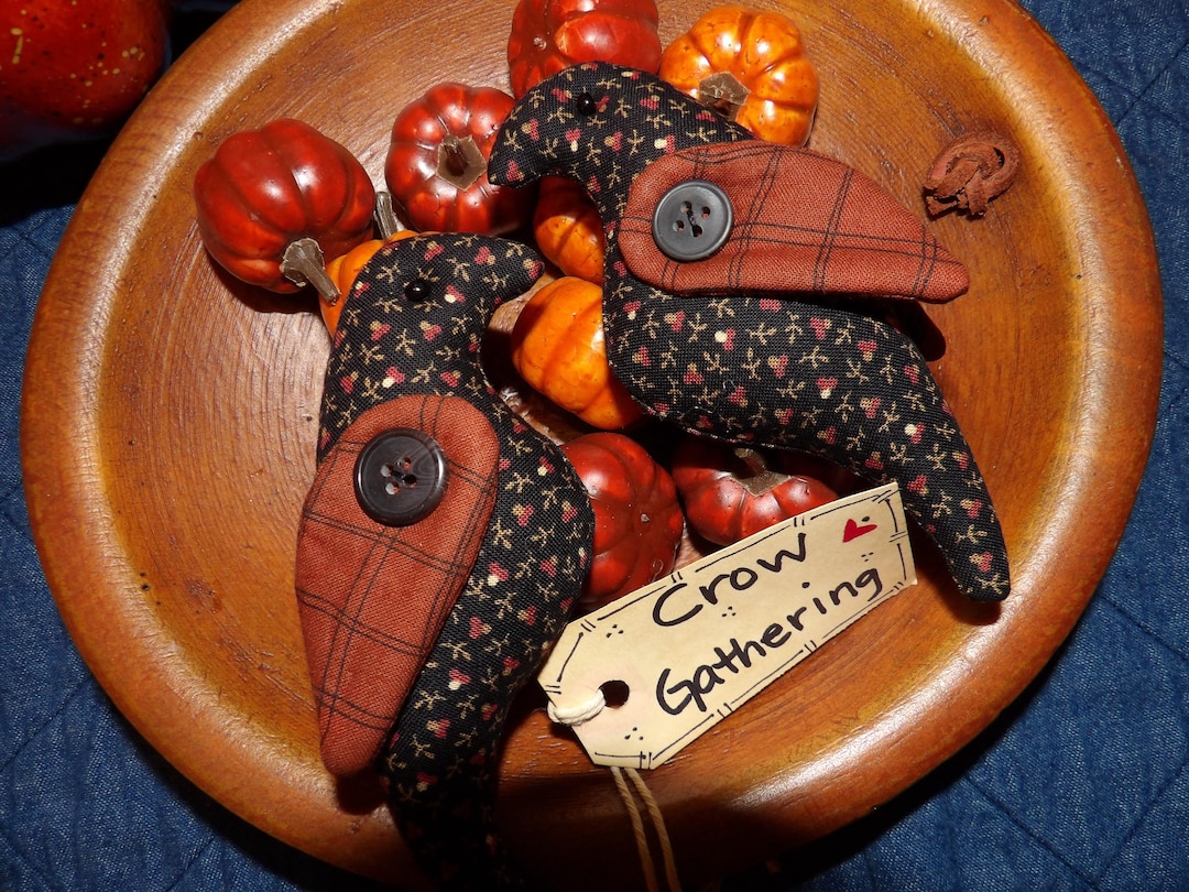 Crow Gathering - Pair of Soft Sculpture Primitive Rustic CROWS Bowl or ...